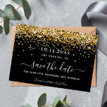 Zwarte goudglitter-elegant voor het feest save the date<br><div class="desc">Een meisje en trendy sparen de kaart van de Datum voor een 30e (of om het even welke leeftijd) verjaardagspartij. Een klassieke zwarte achtergrond, versierd met faux goudglitter en ballonnen. Pas een datum en een naam/leeftijd aan en voeg deze toe. De tekst: Sparen de Datum wordt geschreven met een groot...</div>