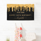 Zwarte goudglitter-glans spandoek (Insitu)