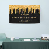 Zwarte goudglitter-glans spandoek (Beurs)