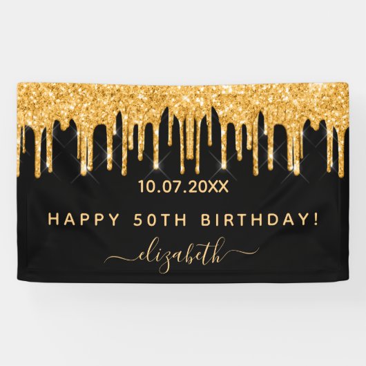 Zwarte goudglitter-glans spandoek (Horizontaal)