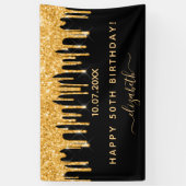 Zwarte goudglitter-glans spandoek (Verticaal)