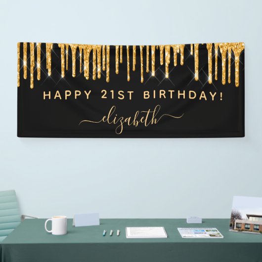 Zwarte goudglitter-glans spandoek (Beurs)