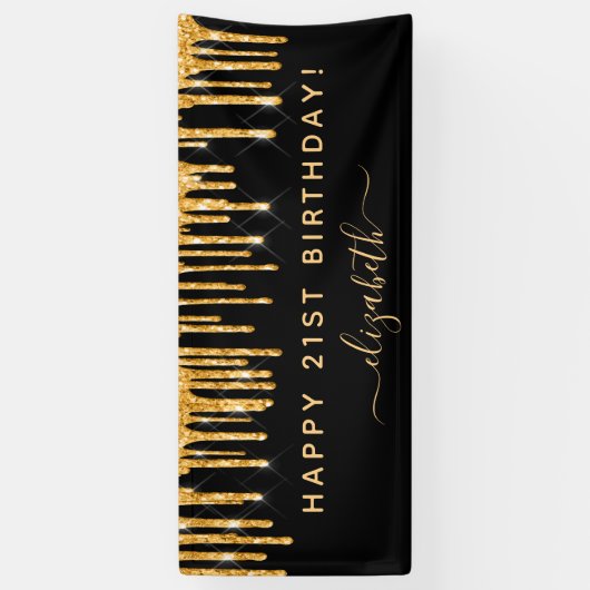 Zwarte goudglitter-glans spandoek (Verticaal)