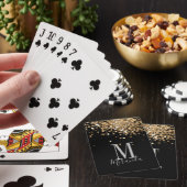 Zwarte goudglitter-monogram, aangepaste naam pokerkaarten (Insitu)