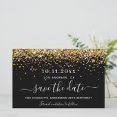 Zwarte goudglitter op feestdag, behalve datum (Staand voorkant)