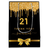 Zwarte goudglitter op feestdag medium cadeauzakje (Achterkant)