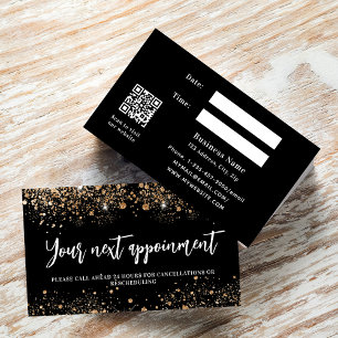 Zwarte goudglitter QR-visitekaartje Kortingskaartje