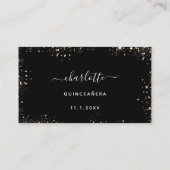 Zwarte goudglitter RSVP Informatiekaartje (Achterkant)