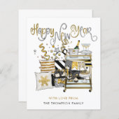 Zwarte goudglitter-script, nieuw jaar (Voorkant / Achterkant)