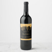 Zwarte goudglitter van het feest 50 jaar wijn etiket (Voorkant)