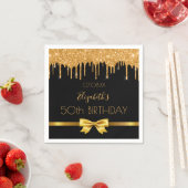 Zwarte goudglitter van het feest druppelt boegnaam servet (Insitu)