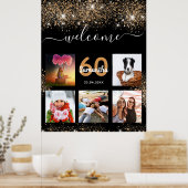 Zwarte goudglitter welkom op feestdag poster (Keuken)