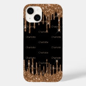 Zwarte goudglitterdruppels, naam glamoureus Case-Mate iPhone case (Achterkant)