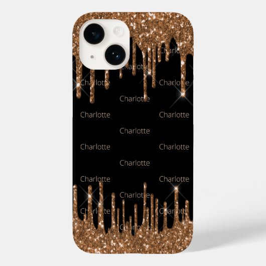 Zwarte goudglitterdruppels, naam glamoureus Case-Mate iPhone case (Achterkant)