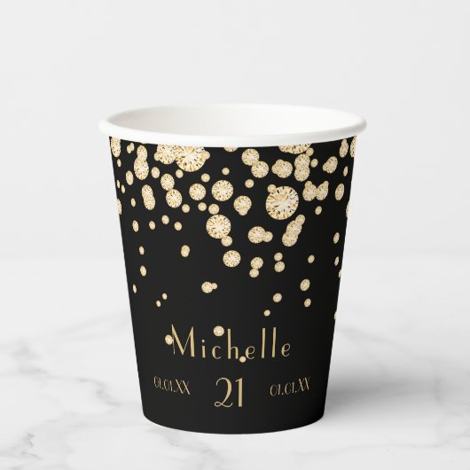 Zwarte goudgouddiamanten papieren bekers (Voorkant)