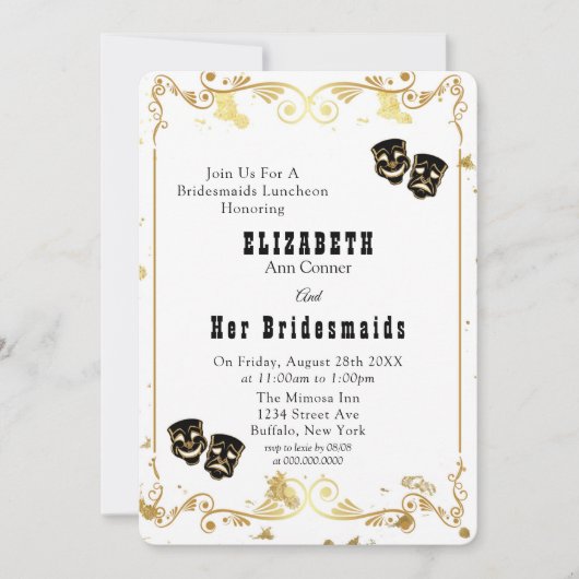 Zwarte goudhumor en tragedie Bridesmaids Luncheon Kaart (Voorkant)