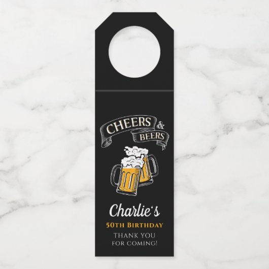 Zwarte goudkaas en bier van elke leeftijd flessenhanger (Voorkant)
