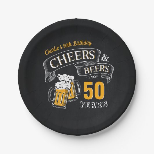 Zwarte goudkaas en bier van elke leeftijd papieren bordje (Voorkant)