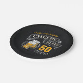 Zwarte goudkaas en bier van elke leeftijd papieren bordje (Gekanteld)