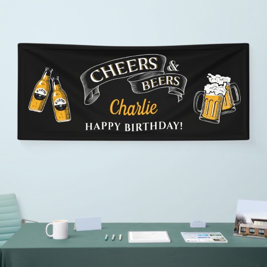 Zwarte goudkaas en bier van elke leeftijd spandoek (Beurs)