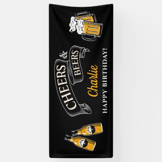 Zwarte goudkaas en bier van elke leeftijd spandoek (Verticaal)