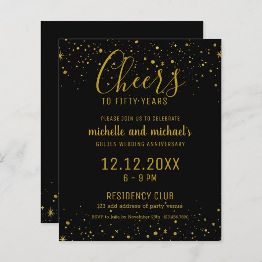 Zwarte goudkaas tot 50 jaar gouden Jubileum (Voorkant / Achterkant)