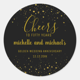 Zwarte goudkaas tot 50 jaar gouden Jubileum Ronde Sticker