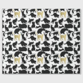 Zwarte goudkatten cadeaupapier (Vlak)