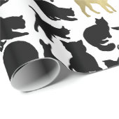 Zwarte goudkatten cadeaupapier (Rol Hoek)
