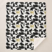 Zwarte goudkatten sherpa deken (Voorkant)