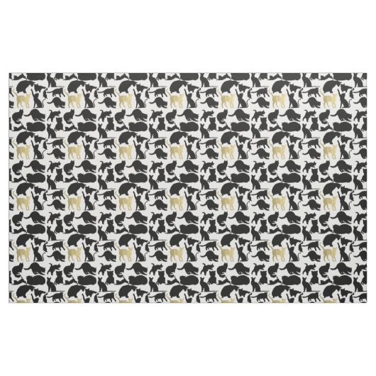 Zwarte goudkatten stof (Fat Quarter)