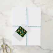 zwarte goudkerstbomen cadeaulabel (Met Touw)