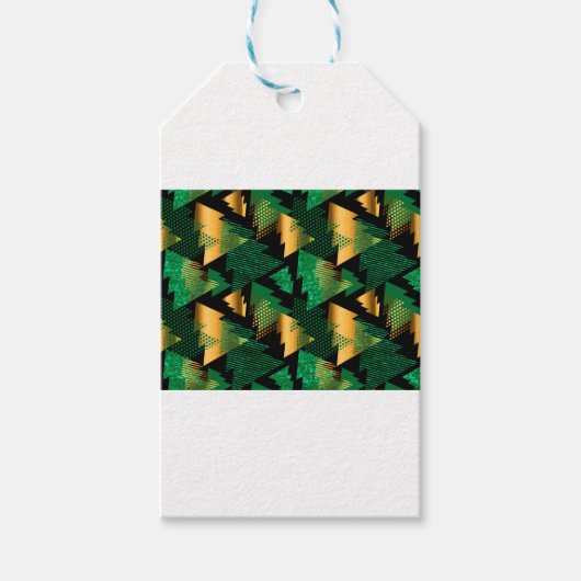 zwarte goudkerstbomen cadeaulabel (Voorkant)