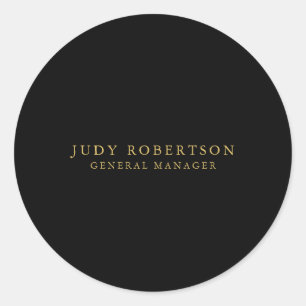Zwarte goudkleuren professionele trendy minimalist ronde sticker