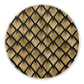 zwarte goudkleurendecatroon keramische knop (Voorkant)