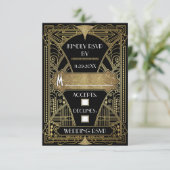 zwarte & goudkleurige deco-weddenschappen met RSV RSVP Kaartje (Staand voorkant)