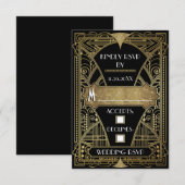 zwarte & goudkleurige deco-weddenschappen met RSV RSVP Kaartje (Voorkant / Achterkant)