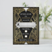 zwarte & goudkleurige deco-weddenschappen met RSV RSVP Kaartje (Staand voorkant)