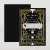 zwarte & goudkleurige deco-weddenschappen met RSV RSVP Kaartje (Voorkant / Achterkant)