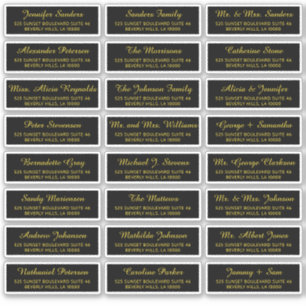 Zwarte goudkleurige elegante etiketten op gastenad sticker