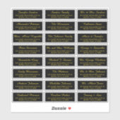 Zwarte goudkleurige elegante etiketten op gastenad sticker (Vel)