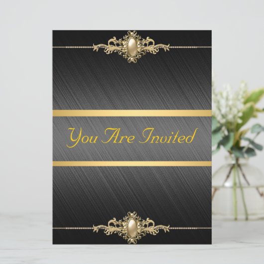 Zwarte goudkleurige feestdag kaart (Staand voorkant)
