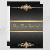 Zwarte goudkleurige feestdag kaart (Voorkant / Achterkant)