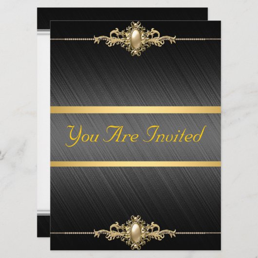 Zwarte goudkleurige feestdag kaart (Voorkant / Achterkant)