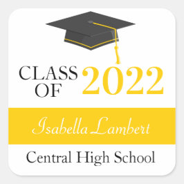 Zwarte & goudkleurige feestmerken vierkante sticker