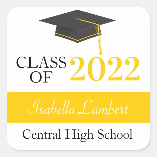 Zwarte & goudkleurige feestmerken vierkante sticker (Voorkant)