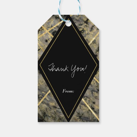 Zwarte & goudkleurige Glam Party Favor Cadeaulabel (Achterkant)