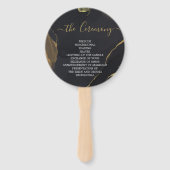 zwarte & goudkleurige handbedekking handwaaier (Achterkant)