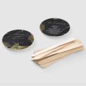 zwarte & goudkleurige handbedekking handwaaier (Niet-gemonteerd)