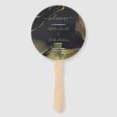 zwarte & goudkleurige handbedekking handwaaier (Voorkant)